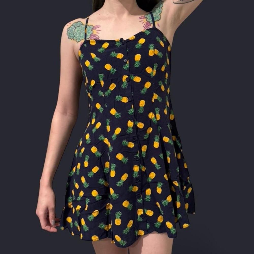 Blue and Yellow / Pineapple Print Sundress / Charlotte Russe / Y2K / Size S